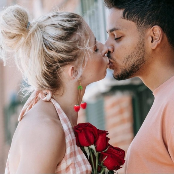 Adorable Acrylic Strawberry Dangle Earrings - Picture 6 of 6